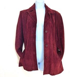 LESOLIEL Vintage Burgundy Suede Leather Western Boho Jacket Size M Phoebe Buffay